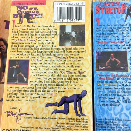 Vista 3 de Richard Simmons VHS Ejercicio Fitness Set con AB Bar y estiramiento Cord