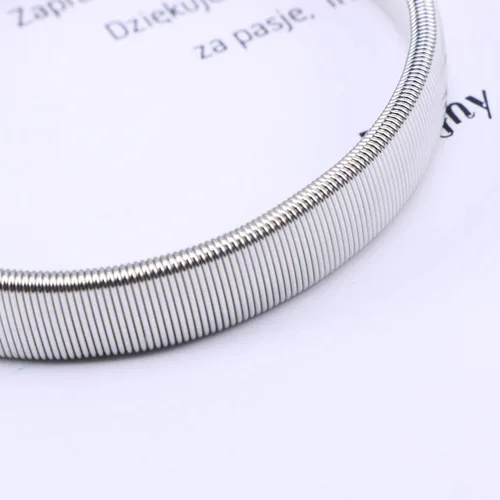 Vista 6 de ONDIAN CHUNCIN - Brazalete de metal de alambre elástico para ligas elásticas (negro) (color blanco, tamaño mediano)