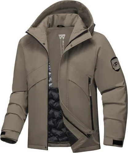Vista 10 de Chaqueta de esquí para hombre, impermeable, cálido, abrigo de invierno resistente al viento, chaqueta de snowboard aislada con capucha para montaña