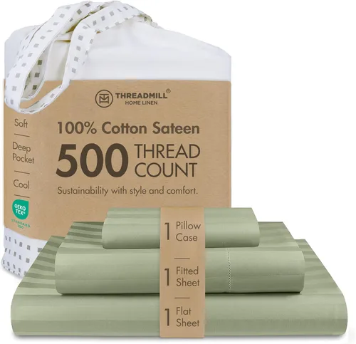 Vista 15 de Threadmill - Sábanas de algodón de lujo para hotel, tamaño King, 100% algodón, 500 hilos con bolsillo profundo, ajuste cómodo, suaves y frescas