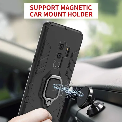 Vista 3 de LuluMain - Funda compatible con Galaxy S9+, soporte de anillo de metal a prueba de golpes (funciona con soporte magnético para automóvil), funda