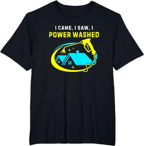 Vista 19 de Camiseta con texto en inglés "I Came, I Saw, I Power Washed Funny Power Washing", Negro