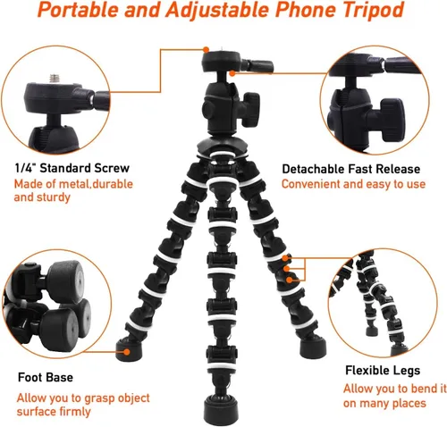 Vista 3 de Trípode para Teléfono, Trípode Pulpo Linkcool con Soporte de Montaje para Teléfono con Control Remoto Inalámbrico Usar como Trípode para iPhone
