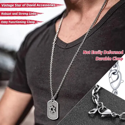 Vista 2 de FaithHeart Collar con colgante de chai hebreo judío, acero inoxidable, chapado en oro de 18 quilates, joyería de amuleto de vida para hombres