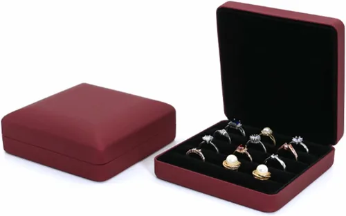 Vista 5 de Joyero con forro suave, almacenamiento portátil, terciopelo de piel sintética de lujo, gran capacidad, anillo de oreja, organizador para viajes