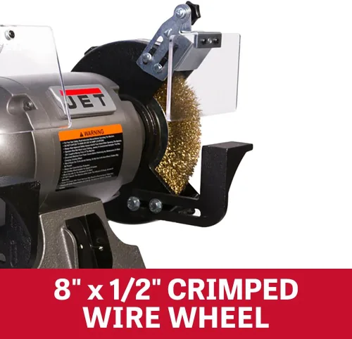 Vista 10 de JET Amoladora de banco de 8 pulgadas con rueda de alambre, 3450 RPM, 1 HP, 115V 1Ph (JBG-8W)