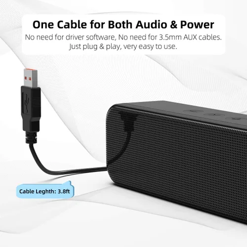 Vista 4 de LIELONGREN [Nuevo] Altavoz USB para computadora de escritorio, altavoz portátil, altavoz de PC, barra de sonido de computadora pequeña con sonido