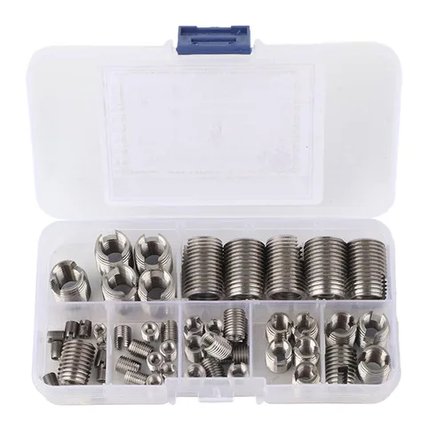 Vista 2 de Juego de 50 piezas de insertos de rosca interior de acero inoxidable 302 autorroscantes, herramienta de reparación de refuerzo, insertos roscados