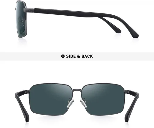 Vista 4 de Gafas de sol polarizadas para hombre, lentes HD, marco de metal, sombras de conducción