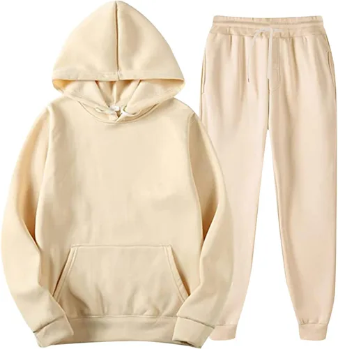 Vista 2 de Unisex 2PC Sweatsuit Set for Men and Women Oversized Solid Long Sleeve Hoodie Pullover Sweatshirt Tracksuit Jogger Sweatpants