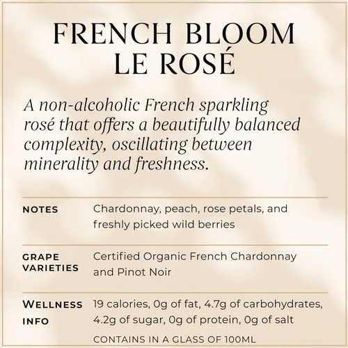Vista 3 de French Bloom Set Duo (1 Botella Le Blanc, 1 Botella Le Rosé) Vino Espumoso Libre de Alcohol 0.0%, 750ml - Certificado Orgánico, Vegano, Bajo