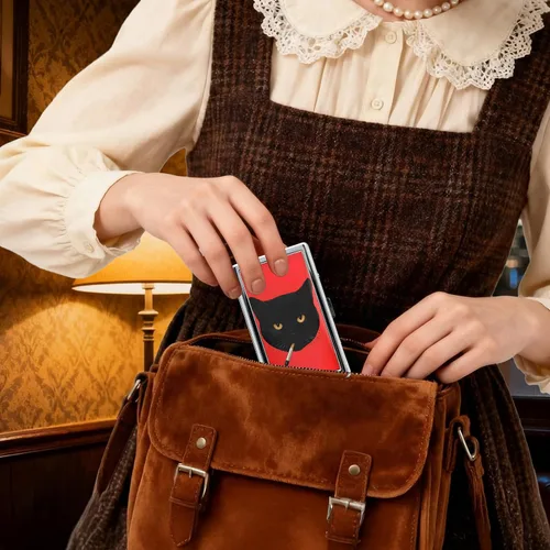 Vista 6 de Cartera de metal con diseño Art Deco de estilo vintage versátil para tarjetas y dinero en efectivo, con capacidad para tarjetas de crédito, tarjetas