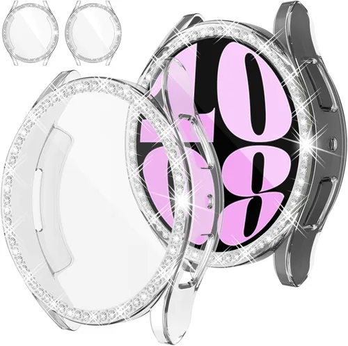 Vista 12 de RICHONE Compatible con Samsung Galaxy Watch 5 y Watch 4 y FE 40 mm Protector de pantalla Estuches de strass, Accesorios de cubiertas protectoras