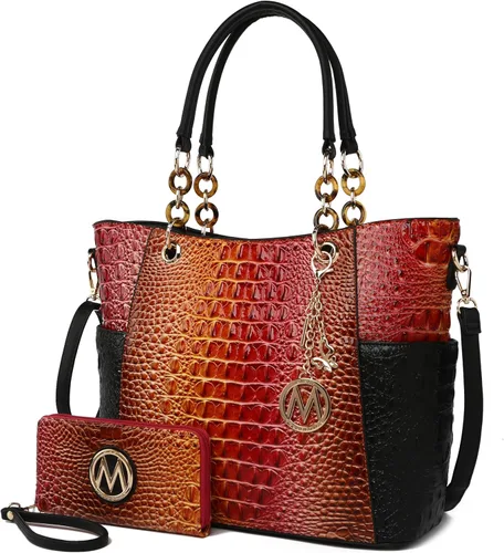Vista 30 de MKF Collection - Juego de bolsa de mano para mujer, con cartera y asa superior, de piel vegana