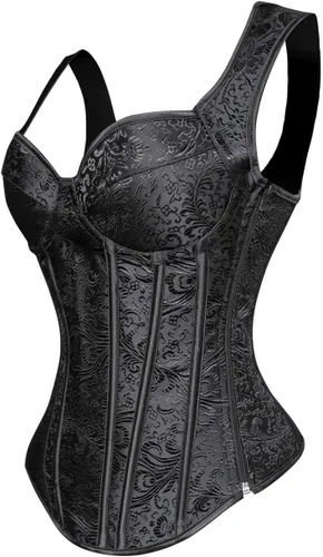 Vista 4 de Kimring Corsé gótico de jacquard con tirantes para el hombro para mujer
