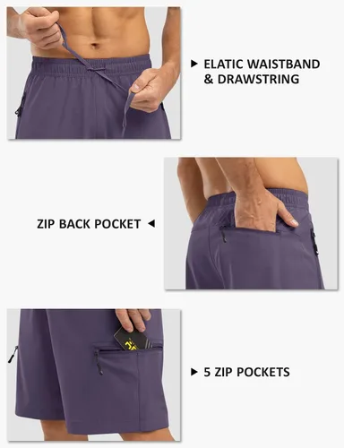 Vista 5 de TBMPOY Pantalones cortos de senderismo para hombre con 5 bolsillos con cremallera, 9 pulgadas, ligeros, para exteriores, trabajo, atletismo, viajes