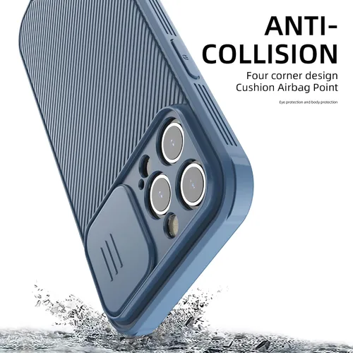 Vista 4 de Funda para iPhone 12 Pro Max, compatible con MagSafe, funda magnética delgada protectora a prueba de golpes, color azul