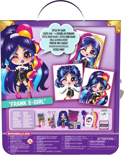 Vista 6 de B Pack, Luscious Locks Frank E-Girl - Muñeca coleccionable con extensión de pelo extraíble y accesorios para muñeca, 3.5 pulgadas, juguetes