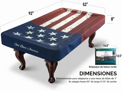 Vista 2 de Cubierta para Mesa de Billar BEARCOVER, Accesorios de Mesa de Billar de Piel Sintética Resistente Impermeable para Interior/Exterior, Accesorios