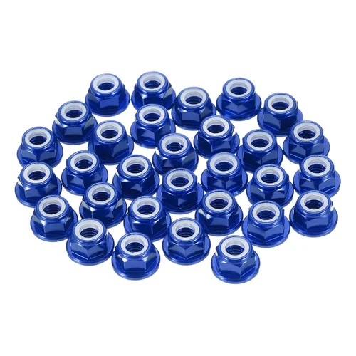 Vista 15 de MECCANIXITY 30 piezas de tuercas de bloqueo de aleación de aluminio M3 con paso de 0.5 mm, tuercas hexagonales con brida de nylon con rosca serrada