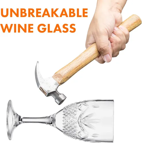 Vista 3 de Copas de vino de Tritan inastillables con tallo elegante, resellables Juego de 4 Vasos acrílicos de cristal de colores claros, reutilizable