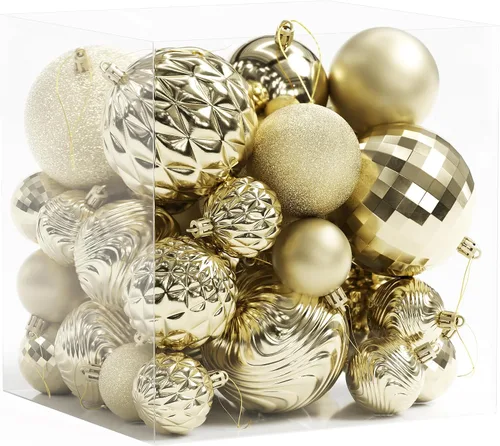 Vista 17 de Christmas Tree Ornaments - 36 PCS Shatterproof Christmas Ball Ornaments Set for Holiday, Wreath & Party Decorations (Multi-Size, Red, Gold)