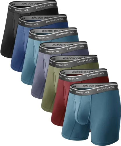 Vista 12 de BAMBOO COOL Calzoncillos tipo bóxer transpirables para hombre con bragueta que absorbe la humedad, ropa interior ligera, paquete de 7