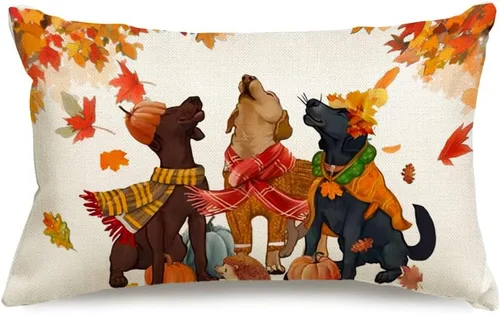 Vista 8 de RABUSOFA Fundas de almohada de otoño de 18 x 18 pulgadas, decoraciones de Negro
