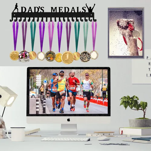 Vista 8 de Medal Hanger Display Rack-Wall Mount Steel for 63+ Medals Easy to Install