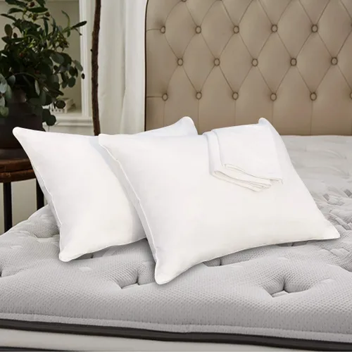 Vista 7 de Protectores de almohada con cremallera, tamaño estándar, fundas de almohada 100% algodón para cabello y piel, protector de almohada suave y cómodo