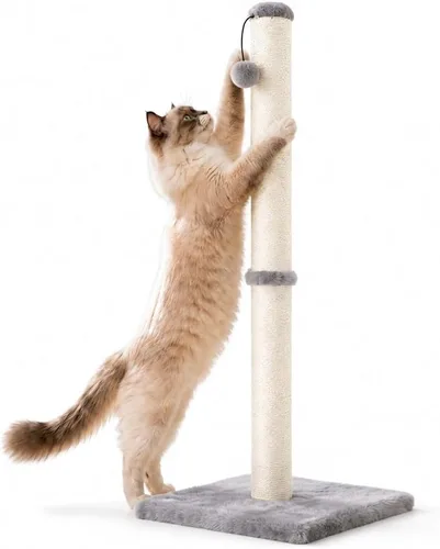 Vista 13 de Dimaka - Poste rascador para gatos de 34 pulgadas de alto, con cuerda de sisal y cubierto con suave felpa suave, rascador vertical