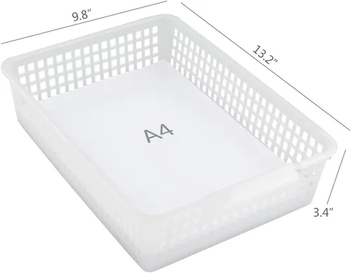 Vista 5 de Paquete de 6 cestas de almacenamiento de papel A4, bandejas de almacenamiento transparentes