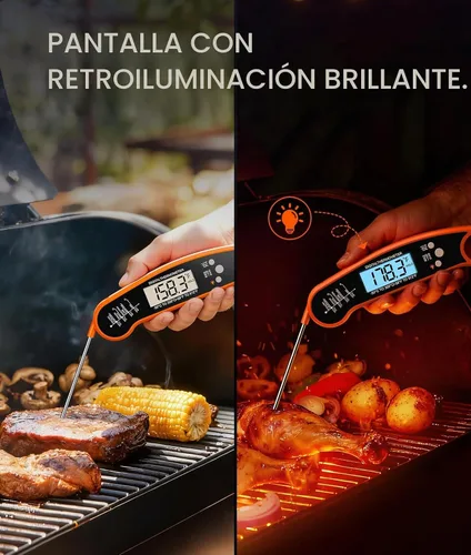 Vista 4 de Termómetro digital de lectura instantánea para carne, termómetro de Naranja