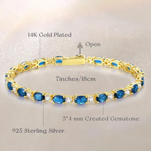 Vista 3 de FANCIME Pulseras de plata de ley chapada en oro de 14 quilates, pulseras de tenis de plata de ley de 0.157 pulgadas, pulseras de oro, pulseras