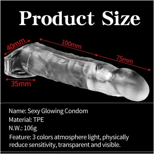 Vista 5 de Manga del pene masculino eyaculación retraso eyaculación polla para parejas adultas, juego de alcance del punto G, extensor de polla extensor de Azul