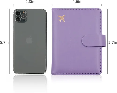 Vista 6 de Melsbrinna Funda para Pasaporte con Bloqueo RFID para Viaje MujeresHombres, Linda Cartera para Pasaporte con Ranuras para Tarjetas Bloqueo RFID