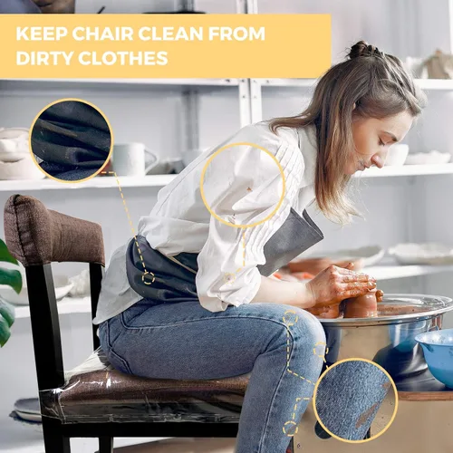 Vista 6 de Paquete de 2 fundas de plástico grandes para sillas de comedor, protectores de asiento transparentes con correa de cinturón ajustable para asientos