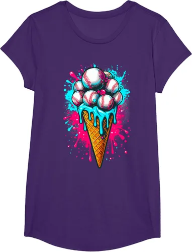 Vista 11 de Camiseta de béisbol de acuarela de helado de béisbol