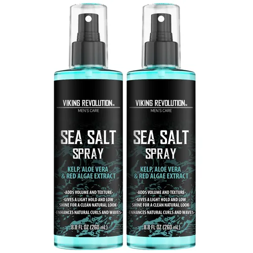 Vista 13 de Viking Revolution Spray de sal marina para hombres (8 fl oz), aceite hidratante para el cabello para hombres con vitamina E (3.38 fl oz) y polvo