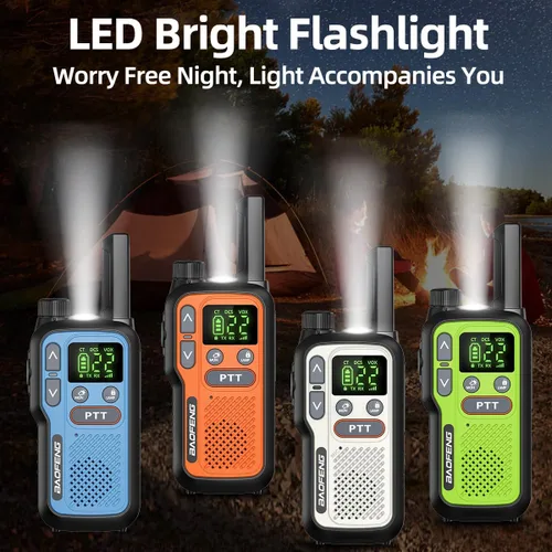 Vista 3 de Walkie Talkies de largo alcance para adultos, paquete de 6 Walkie Talkies FRS recargables, radio bidireccional de emergencia portátil manos libres