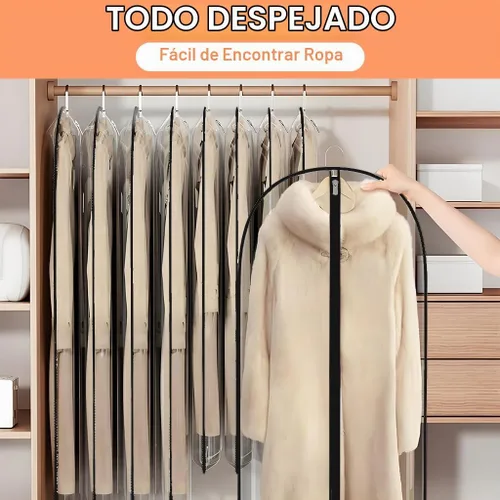 Vista 5 de Bolsas transparentes para colgar ropa de viaje (juego de 6) bolsas de traje para almacenamiento de ropa, bolsas de almacenamiento de ropa, funda