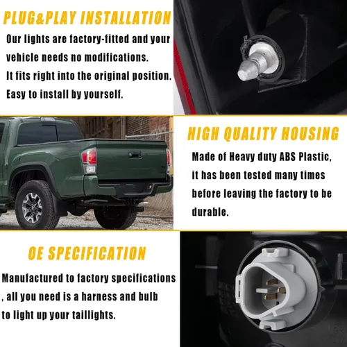 Vista 5 de Boine Compatible con Toyota Tacoma Pickup 2020 2021 2022 2023 Carcasa de Luz Trasera Estilo de Fábrica Lado Izquierdo del Conductor