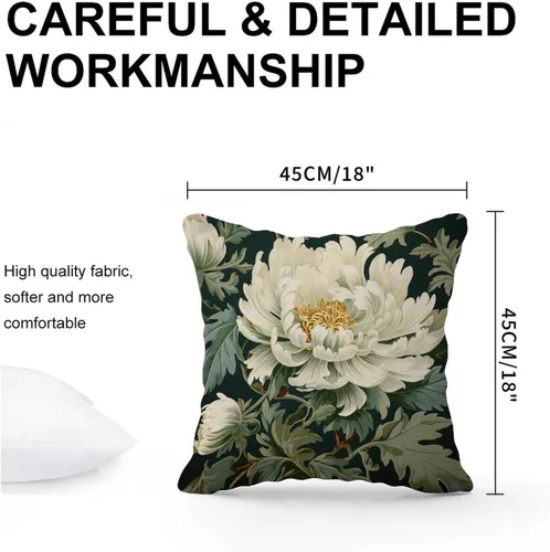 Vista 3 de Funda de almohada Honshu in Robins Egg Chinoiserie Floral - Fundas de cojín asiáticas clásicas cuadradas para sofá, dormitorio, cama, silla, sofá