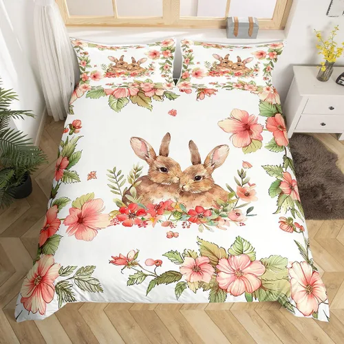 Vista 10 de Erosebridal Juego de funda de edredón de Pascua de conejos, tamaño Color 01
