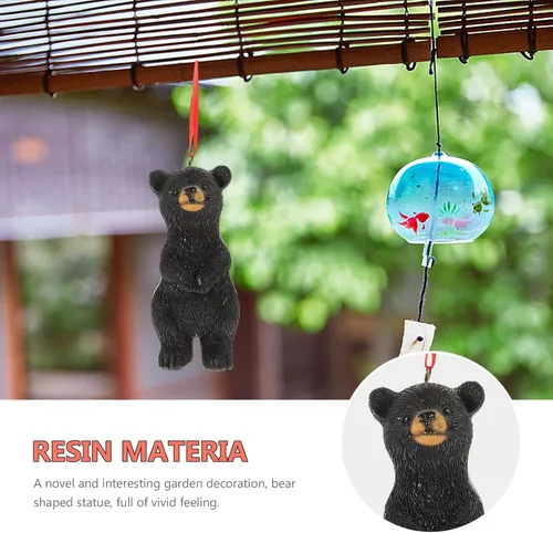 Vista 3 de Yardwe Lindo oso negro adorno oso decoración animal de peluche para jardín colgante figura