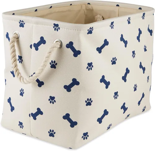 Vista 10 de Bone Dry Pet Storage Collection - Estampado de patas y huesos, rectángulo pequeño, 14 x 8 x 9 pulgadas, color negro