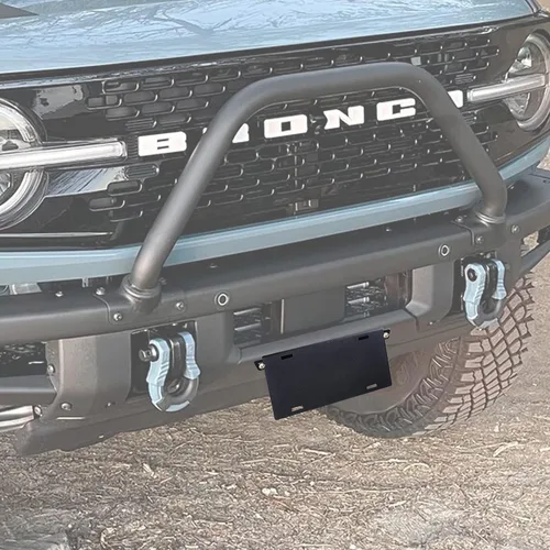 Vista 6 de Marco de matrícula frontal para Ford Bronco 2021 2022 2023 2024 2025 Accesorios de aleación de aluminio resistente soporte de montaje de placa Negro