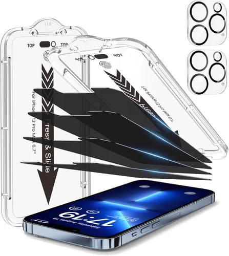 Vista 19 de EZ-GLAZ - Paquete de 4 + 2 protectores de pantalla de privacidad para iPhone 13 [6.1 pulgadas] con protector de lente de cámara