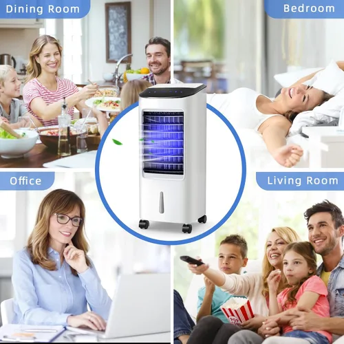 Vista 7 de ARLIME Enfriador de aire evaporativo, ventilador de aire acondicionado portátil 3 en 1 y humidificador, 3 velocidades de viento, 3 modos, pantalla