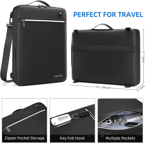 Vista 4 de TUDEQU Bolsa para laptop de 15.6 pulgadas con correa, bolsa de computadora, funda para portátil, funda para laptop, bolsa de hombro para computadora